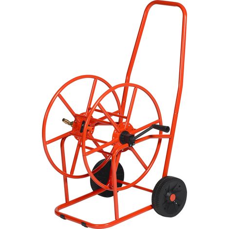 Carrello Avvolgitubo Manuale con Ruote 80 mt Tubo Ø3/4” in Acciaio Verniciato Rosso Agrati