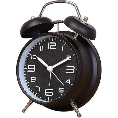 MINKUROW Lauter Wecker für Tiefschläfer 4 Zoll Retro Doppelglockenwecker Schwarz (1/5)