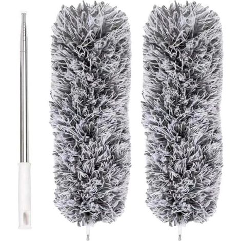 Plumeau Extensible en Microfibre avec Perche télescopique en Acier 110 po et tête Nettoyage Pliable Plumeau Plafond Lavable