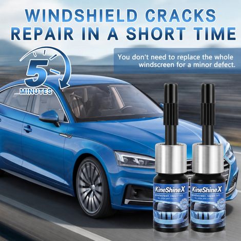 KineShineX Autoglas-Reparaturflüssigkeit – Mittel zur Reparatur von Windschutzscheibenrissen – Sternförmige und ringförmige Risse in Autoscheiben (1/5)