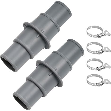 Lot de 2 adaptateurs connecteurs de couplage pour tuyau de piscine – Compatible avec les raccords de tuyau d'aspiration de 3,2 cm et 1,27 cm, convient pour aspirateurs de piscine, nettoyeurs ou tuyaux