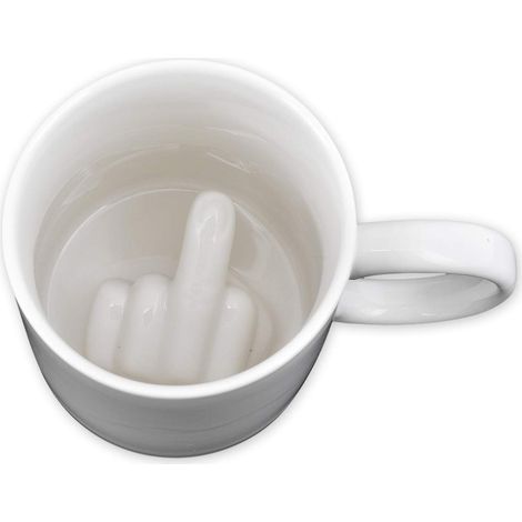 350 ml Tasse à café Doigt du Milieu Tasse en céramique Cadeau Nouveauté - Blanc doigt d'honneur (1/4)