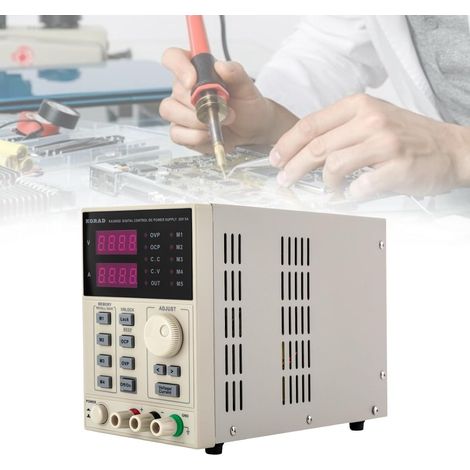 Alimentatore da laboratorio KA3005D Convertitore di tensione 0-30 V / 0-5 A Alimentatore CC stabilizzato, regolabile e programmabile, con display LED a 4 cifre ad alta precisione
