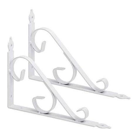 Lot de 2 Équerres Murales en Métal pour étagère d'angle Noir 250 x 164 mm, Blanc (1/5)