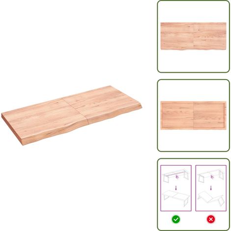 The Living Store Tischplatte Hellbraun 140x60x(2-6)cm Massivholz Eiche Behandelt - Holztischplatte - Eichentischplatte - Esstischplatte - Tischplatte Massiv - Wohnzimmer Dekoration