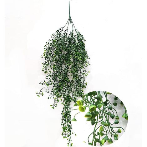 Uno più uno 2 pezzi piante artificiali sospese finte rattan salice fiore vite casa giardino parete decorazione artificiale fiore pianta sospesa (verde)