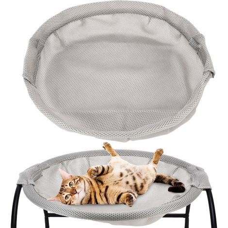 Panier pour chat, hamac respirant toutes saisons, lit à bascule/berceau amovible, panier rafraîchissant d'été pour chat, gris. (1/5)