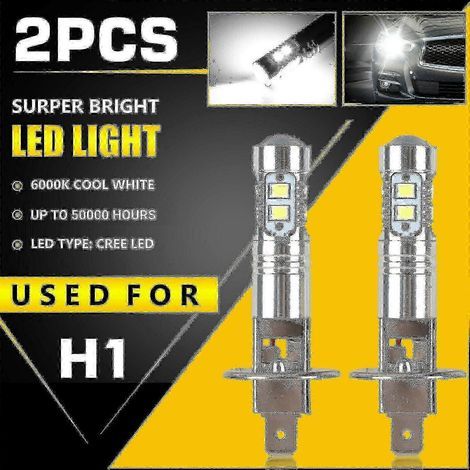 Ampoules LED H1 100 W 2025 pour feux antibrouillard, éclairage 360°, kit de 2 ampoules 6000 K blanc pur pour voiture (1/5)