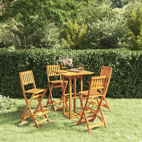 Juego muebles de bar de jardín 5 piezas madera maciza de acacia