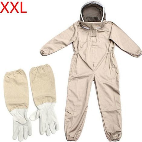 Traje de apicultura con guantes, mono de apicultor de algodón natural con velo de protección, unisex (XXL) (1/5)