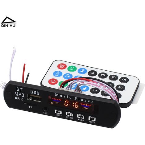 Décodeur mains libres Bluetooth 5.2 12 V avec radio FM, lecteur MP3 stéréo TWS pour voiture et enregistrement audio.