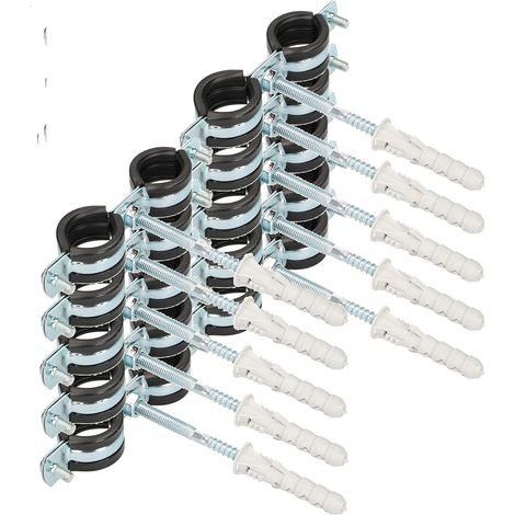 KOTARBAU Support de tuyau 3/4 '' Collier de serrage Double avec Joint en caoutchouc Collier de montage Anti-vibration pour Conduits ronds Conduits de ventilation (1/5)