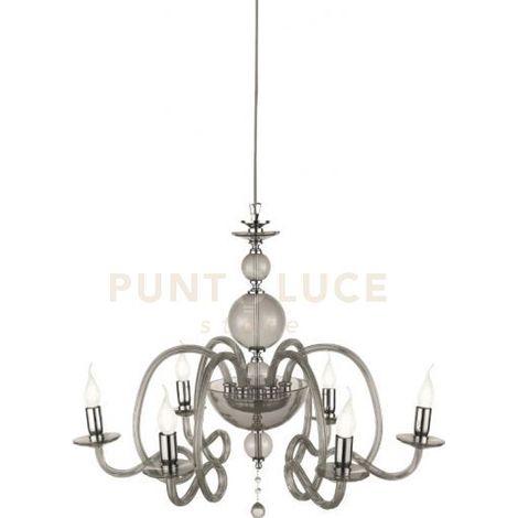 LAMPADARIO VIVALDI 6 LUCI FUME' CROMO ATTACCO E14 D.75CM