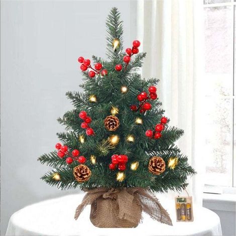 ARBRE DE NOEL Petit sapin de Noël avec baies rouges et pommes de pin, mini décoration de Noël