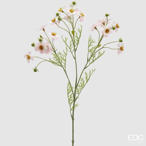 EDG Enzo De Gasperi Cosmos Ramo con Foglie H 65 Cm Pianta Artificiale Rosa Chiaro