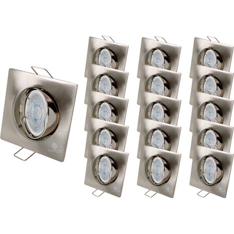 Lot de 15 Spot led carré 230v alu brossé 38° led blanc chaud (1/5)