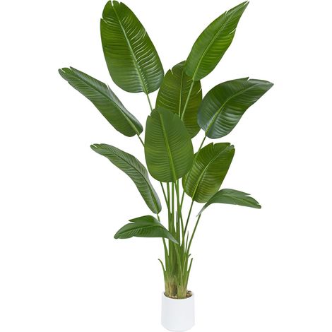 Plante Artificielle Oiseau de Paradis 180cm - Grande Plantes Bananier Artificielle Interieur avec Pot Blanc, Fausses Arbre Artificiel pour Décoration d'Intérieur de Bureau ou Salon ou Maison (1/5)