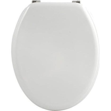 1 WC-Sitz – MDF – Edelstahlscharniere – Einfache Montage und Reinigung – Badezimmer – Weiß – 37 x 45 cm (1/5)