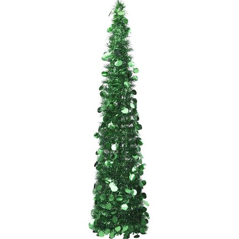 Sapin de Noël Artificiel Escamotable Vert en PET Hauteur 150 cm Diamètre 33 cm - PANGIVO (1/5)