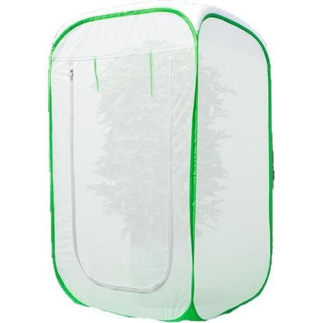 60x60x90cm große, verschraubte Schutzglocke mit grünem Rahmen und abnehmbarem Insektenschutzgitter für Topfpflanzen und Gemüsegärten (1/5)