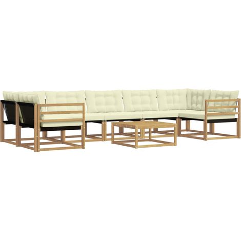 Set di divani da esterno 8 pcs Bianco e Crema 79 x 79 x 37 cm vidaXL