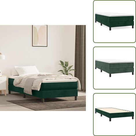 Cama de terciopelo - vidaXL Estructura de cama con somier terciopelo verde oscuro 80x200cm - Cama verde oscuro