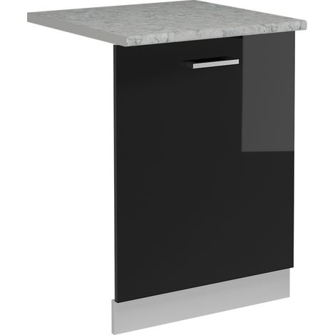 Façade de lave-vaisselle R-Line, Noir Haute brillance, 60cm , PT Marbre, Vicco (1/5)