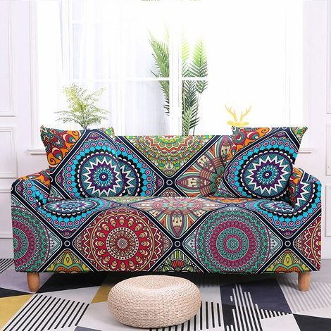 Housse de canapé élastique avec accoudoirs, housse de canapé universelle pour 1/2/3/4 places, fauteuil salon, protection élastique lavable (3 places)