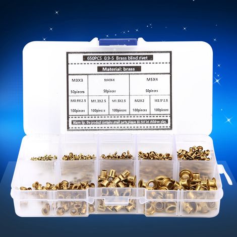 Kit de 650 œillets en laiton, rivets, boutonnières creuses en métal, accessoires de quincaillerie (1/5)