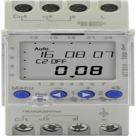 Minuterie double canal AHC822, Horloge Modulaire 220V, 7 jours, 24 heures, Programmateur Piscine Programmable, interrupteur numérique électronique LCD, horloge numérique (1/5)