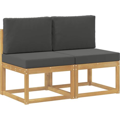 2 Piece Outdoor Middle Sofa Solid Acacia Wood White vidaXL