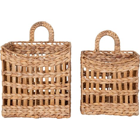 Set 2 cestini da parete appesi in giacinto d'acqua Cala — naturale