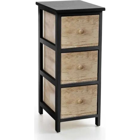 Cómoda de madera decorada 26 x 32 x 62 cm con tres cassetti