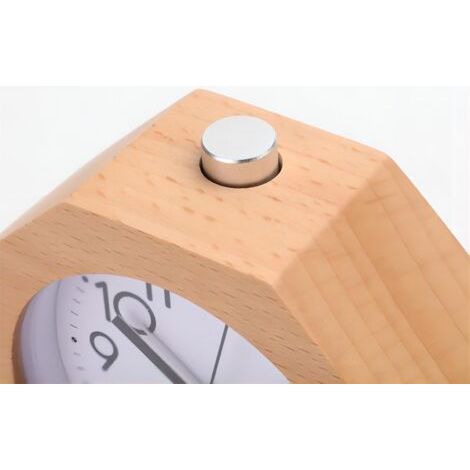 Sveglia da tavolo in legno silenziosa LED con numeri arabi, luce notturna, funzione snooze, facile da regolare, adatta a bambini e adulti (1/4)