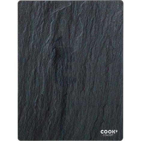 Planche à découper en verre noir effet ardoise – 2 en 1 pour découpe et service – Design élégant pour apéritifs et mignardises – Cook Concept