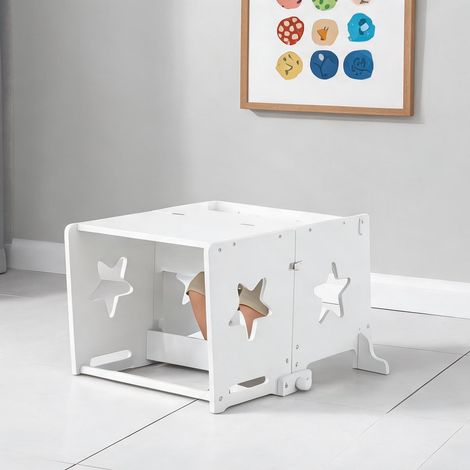 Tour d'apprentissage enfant convertible en table et chaise branco (1/5)