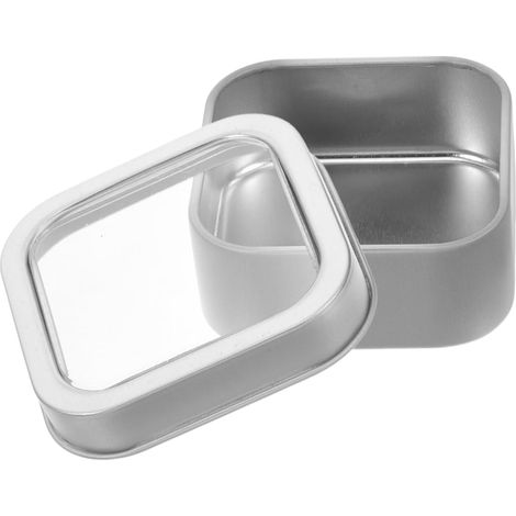 Sollbry Petite Boîte Métallique Carrée 5.5 X 5.5 X 2.5 Avec Couvercle Transparent Portable Boîte À Bijoux En Métal Pour Rangement Anneaux Colliers Et Accessoires Multifonctionnels (1/5)