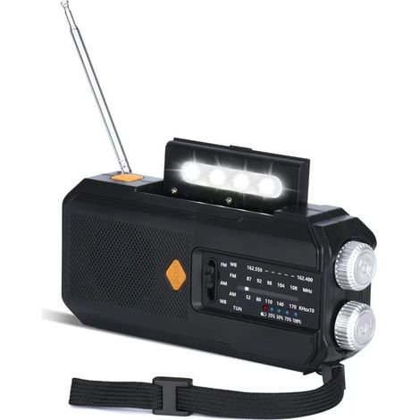 Radio d'urgence - Radio d'urgence solaire à remontage manuel - Radio - Radio à remontage manuel - Radio d'urgence - Radio rechargeable - 2000 mAh - Noir (1/5)