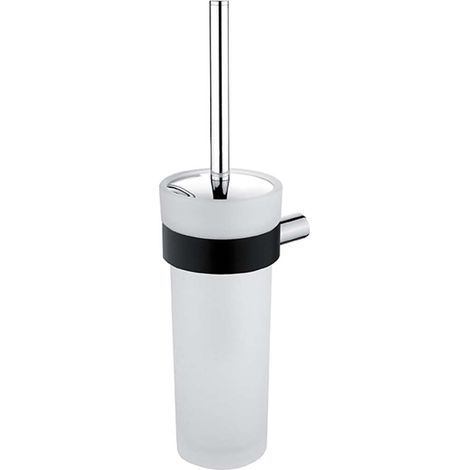 Nimco Nava - Escobilla de WC de pared con soporte, mate negro/vidrio opalino NA 28094W