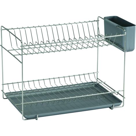 Égouttoir à Vaisselle avec Plateau Inoxydable Gris 38,5 x 25 x 28 cm