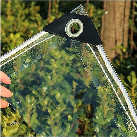 Ahlsen Transparente Plane für den Außenbereich mit Ösen, PVC-Kunststoffplane, wasserdicht, transparent, reißfest und winddicht, Plane für Pflanzen, Gewächshausdach (1,1 m x 2,9 m)