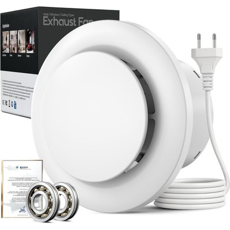 100mm Extracteur d'air 130m³/h 12W, Fonctionnement silencieux Ventilateur d'extraction à fort débit d'air, Économe en énergie, Pour Salle de Bain, Cuisine,toilettes, Serres,Tentes (4 inch) (1/5)