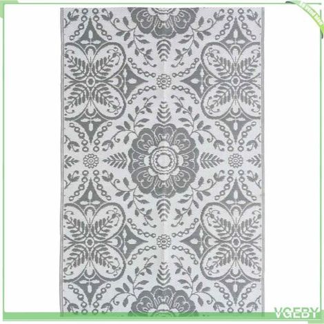 Tapis d'extérieur - FAFEICY - ARAKIL - Gris clair - 190 x 290 cm - Polypropylène jacquard double couche (1/5)