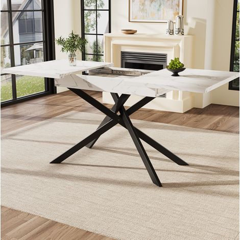 MEUBLIV Tavolo da pranzo estensibile 160x80 cm bianco e nero – allunga (1/5)