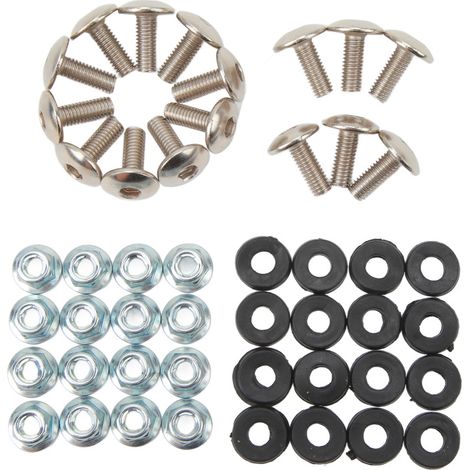 Beyamis Kit de fixation de 16 vis, rondelles et écrous pour garde-boue, filetage M6, compatible avec quads et VTT 50cc, 70cc, 90cc, 110cc et 125cc. (1/5)
