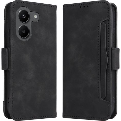 Custodia a libro per Xiaomi Poco X8 Pro, con scomparto per carte, nera (1/5)