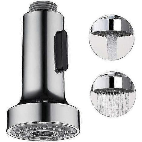Pommeau de douche haute pression 5 cm (2 pouces) anti-obstruction et anti-fuite, fixe, chromé, avec rotule en laiton pivotante réglable. (1/3)