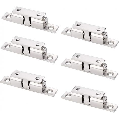 Lot de 6 verrous magnétiques réglables en – à double bille avec vis pour armoires meubles et penderies (argent) Cuivre Argent (1/5)