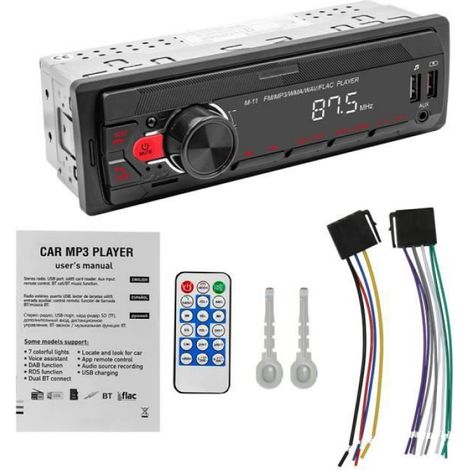 Autoradio Bluetooth 1DIN USB AUX FM BT 5.0 Entrée TF Mains‑libres Commande vocale (1/4)
