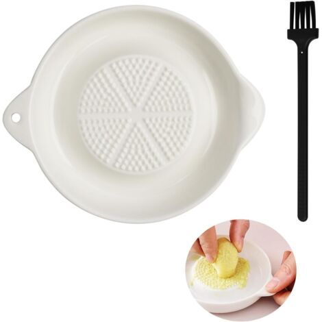 Râpe À Gingembre en Céramique Avec Mini Brosse, Multifonction Rape À Ail Design À Petites Dents Facile À Nettoyer, Râpe À Gingembrepour Moudre Le Gingembre, L'ail, La Purée de Pommes de Terre (1/5)